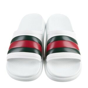 NWT Gucci White Slides with Bold Stripes US 6